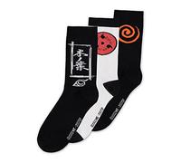 Difuzed Naruto Shippuden Sasuke CR206027NRT - Calcetines para hombre, 3 unidades, color negro y blanco, negro/blanco