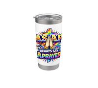 Diga siempre una oración: Rainbow Cross Christian Faith Vaso térmico de acero inoxidable de doble pared