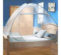 Digead Pop-up Mosquitera para Cama Matrimonial 120x200 cm con Doble Puerta - Plegable y Emergente, Ligera y Transpirable de Poliéster, Portátil para Viaje, Hogar o Bebés - Borde Azul