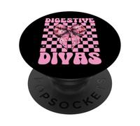 Digestive Divas Gastroenterología Enfermera Endoscopia Enfermera Niña PopSockets PopGrip Adhesivo