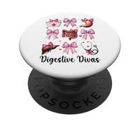 Digestive Divas Gastroenterología Enfermera Endoscopia Enfermera Niña PopSockets PopGrip Adhesivo