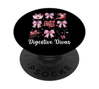 Digestive Divas Gastroenterología Enfermera Endoscopia Enfermera Niña PopSockets PopGrip Adhesivo