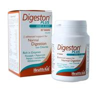 Digeston Plus Health Aid 30 comprimidos | Enzimas digestivas veganas con probióticos, piña, papaya y cloruro | Apoyo digestivo con enzimas, bacterias beneficiosas y confort intestinal