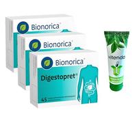 Digestopret 3 x 45 cápsulas blandas incluye una crema de manos de vitenda - con aceite de menta contra calambres, flatulencias y dolores asociados