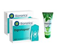Digestopret - Cápsulas blandas (2 x 45 unidades, incluye una crema de manos de vitenda con aceite de menta contra calambres, flatulencias y dolores asociados)
