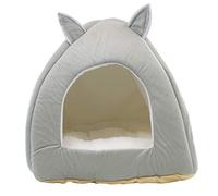 DIGFILEX Cama para Mascotas Estilo Oso Peluche Gris - Cama para Gatos Lavable Suave Vellón-Ideal Gatos Gatitos-Choza Cama para Gatos Suave y Cómoda - 40 x 40 x 35cm