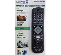DiggitalWorld Mando Universal para televisores Philips- NO Necesita INSTALACIÓN códigos Philips preinstalados, Compatible con función de Netflix