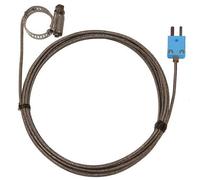 Digi-Sense Sonda de abrazadera de manguera tipo T 0.50-1.50 OD Mini-conector, cable trenzado SS a tierra de 10 pies