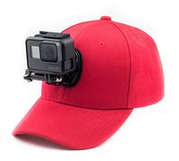 Digicharge Gorra De Béisbol con Soporte para Cámara De Acción Compatible con GoPro Hero Hero12 MAX, dji OSMO Action 3, Insta360 One, Akaso Apexcam Gookam Crosstour Apeman Victure CAM Color Roja