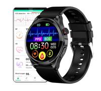 DigiKuber Reloj Inteligente ECG, 1,39 Pulgadas Impermeable Smartwatch con Presión Arterial, SpO2, Frecuencia Cardíaca, Mensajes y Recordatorio de Llamadas para Android iOS (Negro, TPU 22mm)