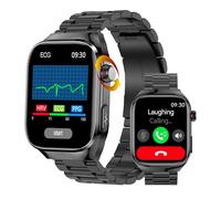 DigiKuber Reloj Inteligente ECG y Marcación/Contestar Llamadas, 2,04" Smartwatch Impermeable con Presión Arterial, SpO2, Frecuencia Cardíaca para Android iOS (Metal Negro)