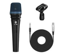 DIGIMORE Micrófono con cable para cantar, micrófono XLR de 3 pines, micrófono dinámico con soporte para micrófono, patrón polar cardioide para karaoke, habla, escenario, boda, longitud del cable de 20