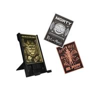 Digiplate Rick & Morty Pack de inicio - Tres placas metálicas coleccionables y soporte teléfono, Coleccionables de gaming interactivos digitales, Soporte cartas intercambiable, Regalos gaming
