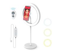 DigiPower DP-VRLK10 - Anillo de luz con Soporte, 3 Modos de iluminación y 10 Niveles de Brillo, Soporte para Smartphone (iOS/Android), Youtube, TikTok y Vlogging