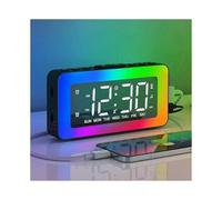 Digital Alarm Clock with 2 Alarms, LED Digital Clock Mirror with 8 Light Modes, Snooze, Sleep Aid, Timer (Black) 25-26s