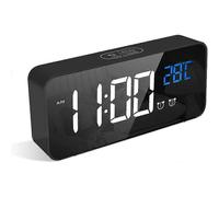 Digital Alarm Clock with Big LED Temperature Display, Bedside Clock with 13 Alarm Sounds, USB Charging Port, 4 Levels Adjustable Brightness Dimmer, Sn