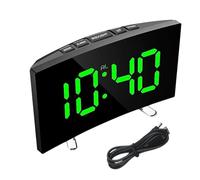 Digital Alarmclock - Curved Screen Deskclock, Ease Use Large Display Timepiece | Led Desktopclock Silent Electronicclock for Bedroom Study Office Table Nightstand Modern Design Home Decor Easy