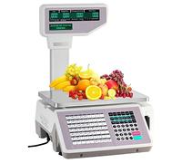 Digital Balanza Cocina Báscula contadora comercial digital de precios, capacidad de 15 kg/30 kg, con pantalla de poste e impresora de etiquetas, impresión de etiquetas para supermercados.