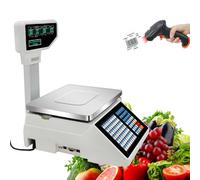 Digital Balanza Cocina Báscula contadora con pantalla, impresora de recibos y etiquetas de precio, impresión de etiquetas comerciales, caja registradora electrónica con código de barras, 30