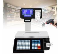 Digital Balanza Cocina Báscula contadora de pantalla digital con etiqueta de código de barras, impresión a doble cara, LCD dual para pesaje de alimentos y productos cárnicos, capacidad de 66
