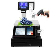 Digital Balanza Cocina Báscula contadora de precios con impresión de etiquetas comerciales y doble computación electrónica para el mercado de carnes y frutas.