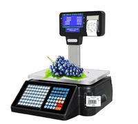 Digital Balanza Cocina Báscula contadora de precios con impresión de etiquetas comerciales y doble computación electrónica para el mercado de carnes y frutas.
