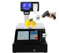 Digital Balanza Cocina Báscula contadora de precios con pantalla digital comercial, impresión de etiquetas, LCD de doble cara, peso de 30 kg (66 lb)