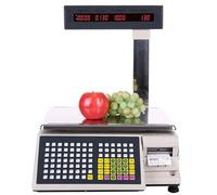 Digital Balanza Cocina Báscula digital de precios con impresión de etiquetas, báscula contadora comercial, pantalla de doble cara, capacidad de 15 kg/30 kg para supermercados y tiendas minor