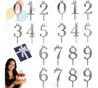 Digital Birthday Cake Candle Holder Set - 0-9 Number for Cake Topper, Reusable Number Birthday Candle Holder Set, Number Candles Holders for Birthdays Anniversaries Milestones Parties (2 Sets)