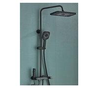 Digital Black Shower Set, Smart Brass Rainfall Faucet, Cold & Hot Water Cascade Showerhead, Ele Piano Design, Modern Bathroom Shower System (Black A)