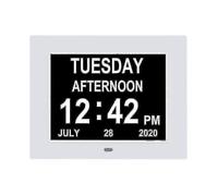 Digital Calendar Clock Extra Large Day Clock Date Time And Day Of The Week Dementia Clocks for Visually Impaired Seniors with Battery Backup + 8 Alarm