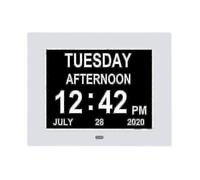 Digital Calendar Clock Extra Large Day Clock Date Time And Day Of The Week Dementia Clocks for Visually Impaired Seniors with Battery Backup + 8 Alarm