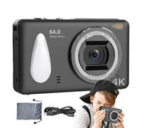 Digital Camera 4k, HD Photo Camcorder, 18x Zoom Autofocus Photography Device with Anti-Shake, Screen Compact Vlogging Camera for Students, Travel, Wedding, Birthday Events, 2.4-Inch Black White Pink