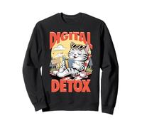 Digital Detox Cat Reading Book Unplug Relajante Amante Felino Sudadera