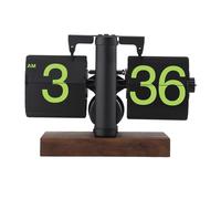 Digital Flip Down reloj Flip Escritorio, 12 horas automático retro mecánico Flip reloj con batería retro reloj de mesa, Frosted Black Frame Green Page