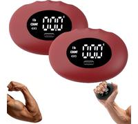 Digital Grip Strength Tester Football, Rechargeable with Smart Display & 396lbs Max - Portable Hand Gripper for Home & Gym (Red,2pcs)