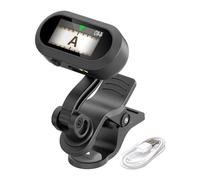 Digital guitar Tuner, Electronic instrument Tuner, Quick Clip On Tuning, Large LCD Display, Rechargeable for Travel and Studio, Bass Acoustic Use, 80x41x27 mm, Black, 1 Set