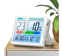 Digital Humidity Display, Temperature Humidity Clock, Indoor Climate Control, Home Humidity Monitor, Small Room Temperature Meter 3.43x2.76x0.79 Inches for Family, Friends, Home