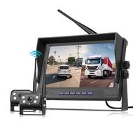 Digital Inalámbrica Cámara de Marcha Atrás Kit de Coche con 2 1080P Camara Trasera, 9 Pulgadas IPS Monitor, IP68 Impermeable, BSD, Visión Nocturna,Bucle de Vídeo, Imagen Flip