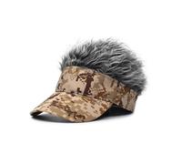 (Digital Khaki Gray) Winter Universal Wig Baseball Cap Adjustable Interesting Stylish Sports Wig Hat For Women Men/YY
