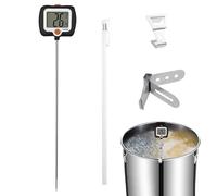 Digital Kitchen Food Thermometer With Clip 180° Rotatable LCD Display, Long Probe For Chocolate, Coffee, BBQ, Milk, Temperature Range -50°C To 300°C (-58°F to 572°F) ABS Food-Grade 304 Stainless Steel