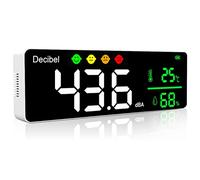 Digital Medidor de Decibelios, 3In1 Sonómetro 30-130dB (±1.5dB), Medidor Nivel Sonido con Temperatura y Humedad, Volumen Ruido Tester Pantalla LCD 11" para Hogar, Habitación del Bebé, Biblioteca
