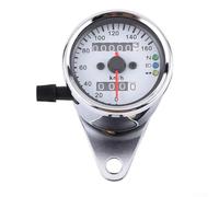 Digital motocicleta odómetro velocímetro medidor 160 Kmh lectura máxima con LED señal de giro y luz neutra para uso general DC 12 V (plata)
