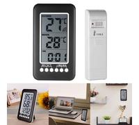 Digital para termo higrómetro inalámbrico para interior y exterior, monitor de temperatura con reloj y registros mínimos máximos