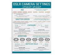 Digital Photography Poster DSLR Cheat Sheet for Exposure Wall-Art for Hobbyists Creative Studio Bedroom Decor(Framed,16x24inch(40x60cm))