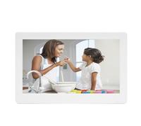 Digital Picture Frame 1920 * 1080 de Alta resolución de Pantalla, Marco de Fotos electrónico de Apoyo a Distancia Marco de Fotos electrónico Compartir Fotos Videos Música Calendario Alarma,White