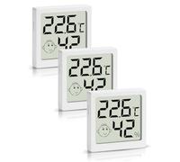 Digital Termómetro Higrómetro Mini, Medidor de Temperatura y Humedad, Termohigrómetro de Interior, monitor de temperatura ambiente interior para casa, oficina y coche. (blanco-3 piezas)