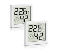 Digital Termómetro Higrómetro Mini, Medidor de Temperatura y Humedad, Termohigrómetro de Interior, monitor de temperatura ambiente interior para casa, oficina y coche. (blanco-2 piezas)