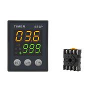 Digital Time Relay ST3P-1Z ST3P-2Z ST3P-2ZH Programmable Delay Relay Power-Off Delay 12V/24V/220V with Socket Base PF083A(ST3P-2Z 12V) Control Relays
