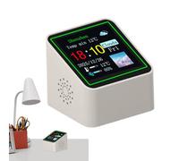 Digital Weather Clock - Mini TV Desktop Smart Electronic Device | ABS Temperature and Humidity Monitor with Accurate Tracking | Weather Station Clock - Bedroom Kitchen Office Garage Gym Ornament